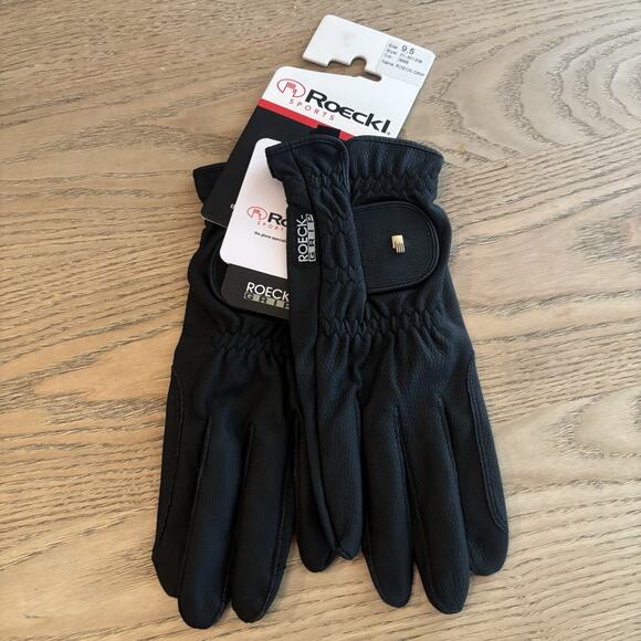 NWT Roeckl Roeck-Grip Gloves Riding 9.5 Black Equestrian Horse Show Winter Ride - Picture 1 of 8